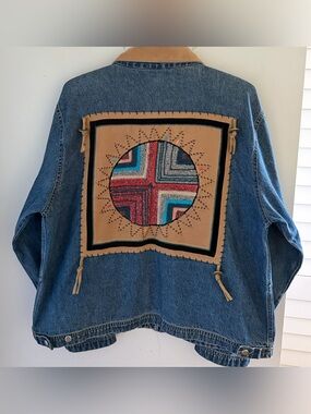 Vintage Beaded Denim Jacket M